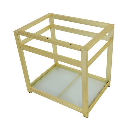 Fauceture VSP3122B7 31-Inch x 22-Inch Steel Console Sink Base with Glass Shelf, Brushed Brass VSP3122B7